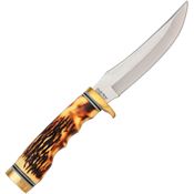 Schrade 153UH Uncle Henry Golden Spike Fixed Stainless Blade Knife with Delrin Stag Handle
