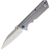 Artisan 1703GGY Littoral Framelock Steel Blade Knife with Gray Anodized Titanium Handle