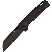 QSP Knife 130URD Penguin Black Linerlock Knife Black/Red/Carbon Fiber Handles