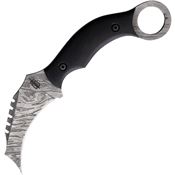 BucknBear 1230KMB Damascus Venom Karambit Fixed Blade Knife Black Handles