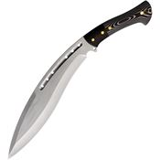 Defcon 22026BK Tactical Kukri Satin Fixed Blade Knife Black/White Handles