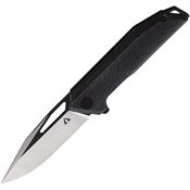 CMB 10W Lurker Black Stonewashed/Satin Linerlock Knife Black Handles