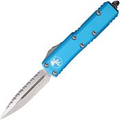 Microtech 23212TQ Auto UTX-85 Stonewashed Serrated Double Edge OTF Knife Turquoise Handles