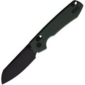 Vosteed RCCVPM5 Raccoon Crossbar Lock Black Folding Knife Green Handles