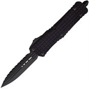 Microtech 1423CTDSH Auto Combat Troodon F/S Delta Black Serrated Knife Black Handles