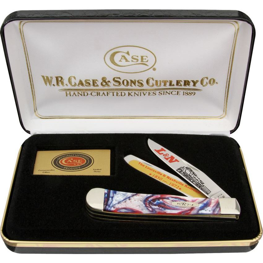Case XX L&N Railroad Yellow Delrin Trapper Stainless Pocket Knife CAT-LN/Y  - CAT-LN-Y