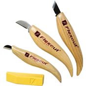 Flexcut Carving Knives, Starter Set, with Ergonomic Handles and Carbon  Steel Blades, Set of 3 KN500 