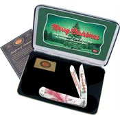 Case MCPM 2014 Christmas Trapper Folding Pocket Knife with Peppermint Corelon Handle