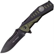 Tac Force 988GN Linerlock Inlay Shield Knife with Black and Green Aluminum Handle