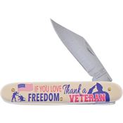 Frost N224 Thank a Vet Satin Folding Knife Ivory Handles