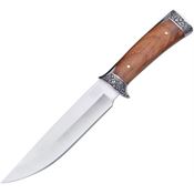 Frost SHP144PW Bowie Satin Fixed Blade Knife Brown Pakkawood Handles