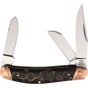 Rough Rider 2059 Sowbelly Copper Swirl Knife Black Handles