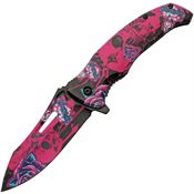 China Made 300577PK Skull Assist Open Linerlock Knife Pink