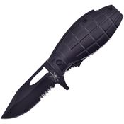 Frost TX173B Grenade Assist Open Linerlock Knife with Black Handles