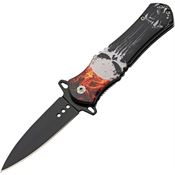 China Made 300569FP Skull Assist Open Linerlock Knife Flame
