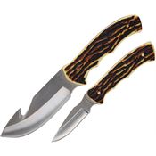 Schrade P1183266 Uncle Henry Satin Fixed Blade Set Staglon Handles