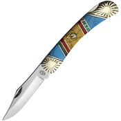 Frost SHS549BARY Clip Point Lockback Knife Turquoise Handles