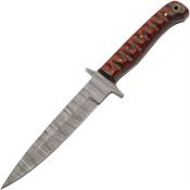 Damascus 1367RD Pig Sticker Damascus Fixed Blade Knife Black/Red Handles