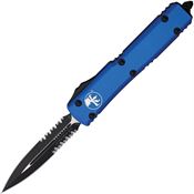 Microtech 1222BL Auto Ultratech Part Serrated Double Edge OTF Knife Blue Handles