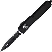 Microtech 1222T Auto Ultratech Part Serrated Double Edge OTF Knife Black Handles