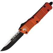 Microtech 1431OR Auto Combat Troodon Black/Satin Single Edge OTF Knife Orange Handles