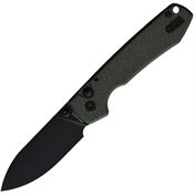 Vosteed RCSVM4 Raccoon Black Stonewash Button Lock Knife Green Handles