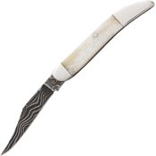 Bear & Son WSB193D12 Little Toothpick Damascus Folding Knife White Handles