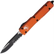 Microtech 1212OR Auto Ultratech Part Serrated Single Edge OTF Knife Orange Handles