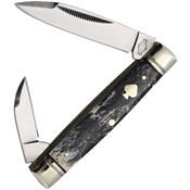 Rough Rider 2489 Black Appaloosa Capital Intern Knife White/Gray Handles