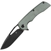 Kansept 1001M2 Kryo Black Stonewashed Framelock Knife Green Micarta Handles