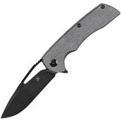 Kansept 1001M1 Kryo Black Stonewashed Framelock Knife Blue Micarta Handles