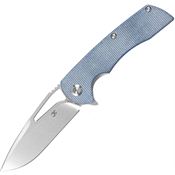 Kansept 1001M3 Kryo Stonewashed Framelock Knife Blue Micarta Handles