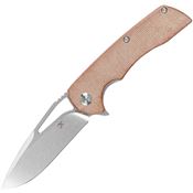 Kansept 1001M4 Kryo Stonewashed Framelock Knife Brown Micarta Handles