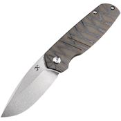 Kansept 2049A4 Turaco Stonewashed S35 Framelock Knife Tiger Flame Handles