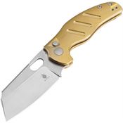 Kizer 4488BC2 C01C Sheepdog Stonewashed Button Lock Knife Brass Handles