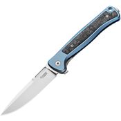 LionSTEEL SK01BL Skinny Stonewashed Framelock Knife Blue Titanium Handles