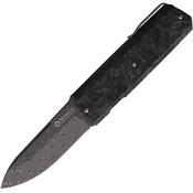 Maserin 410DN Silver Damascus Linerlock Knife Carbon Fiber Handles