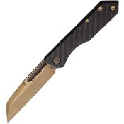 Heretic 0137A Jinn Bronze Stonewashed Slip Joint Knife Carbon Fiber Handles