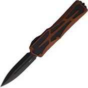 Heretic 0416ARB Auto Colossus DLC Black Double Edge OTF Knife Rootbeer Handles