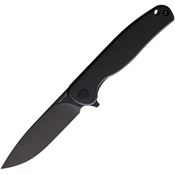 Vosteed A3002 Mini Labrador Black Stonewashed Linerlock Knife Black Handles