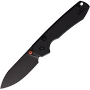 Vosteed A2902 Raccoon Black Stonewashed Button Lock Knife Black Handles