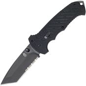 Gerber 31000216 06 FAST Black Part Serrated Assist Open Button Lock Knife Black Handles