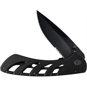 Case XX 75681 TecX Black Part Serrated Framelock Knife Black Handles