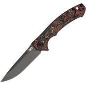 Zero Tolerance 0450CFDAM Sinkevich Damascus Framelock Knife Marbled Fat carbon Fiber Handles