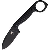 Cobratec LTBLK Wolfteeth Black Stonewashed Fixed Blade Knife Black Handles