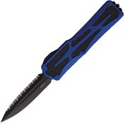 Heretic 0416CBLU Auto Colossus DLC Black Serrated Double Edge OTF Knife Blue Handles