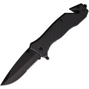 ElitEdge 10A89CF Assist Open Black Part Serrated Linerlock Knife ABS Handles