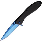 ElitEdge 10A28BLB Assist Open Blue Linerlock Knife Black Handles