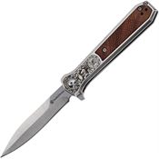 Smith & Wesson 1208413 Unwavered Assist Open Linerlock Knife Stainless/Wood Handles