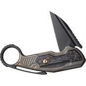 We 220212 Yardbird Black Stonewashed Button Lock Knife Bronze Handles